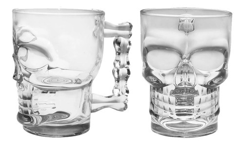 Caneca Para Cerveja Caveira Hard Core Caneca Rock And Roll Cor Transparente