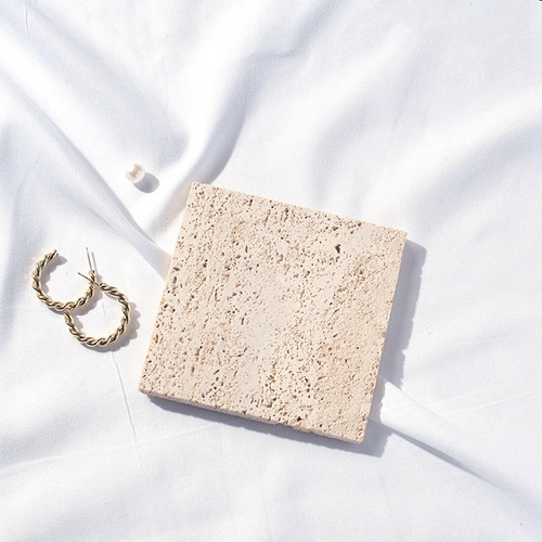 Bandeja De Almacenamiento De Collar De Tiro Cuadrado Beige