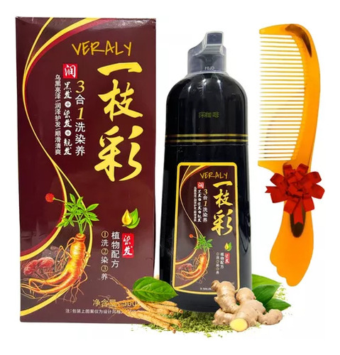 Shampoo Tinte Instantáneo Cubre Canas Natural Jengibre 500ml Cafe Claro