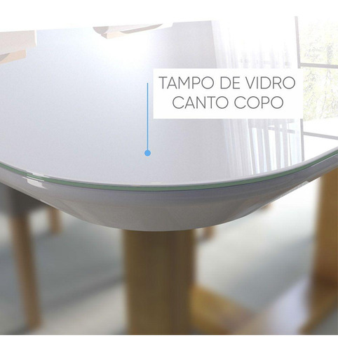 Sala Jantar 6 Lugares Mesa Vidro Móveis Mundial Cinza
