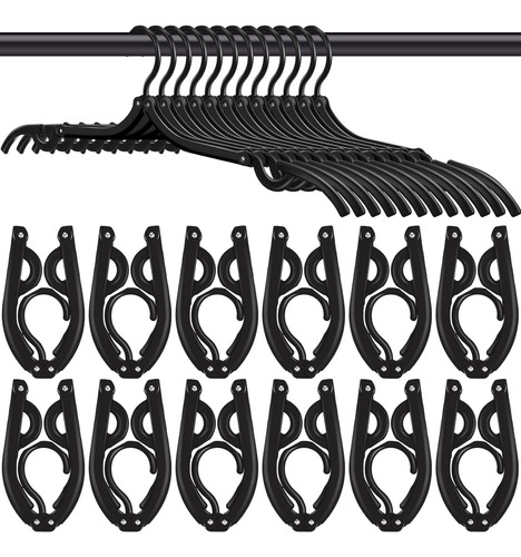 24 Perchas Plegables Portátiles Negras