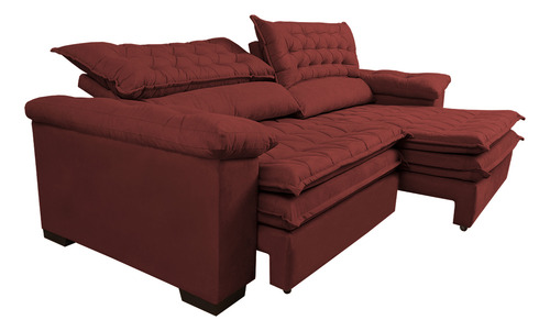Sofá Retrátil, Reclinável Molas Ensacada Cama inBox Botonê 2,12m Espuma Viscoelástico Suede Vermelho