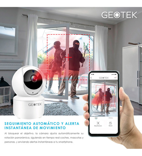 Kit 2 Camaras Seguridad FullHD 2MP Wifi Vision Nocturna N4 Motorizada Geotek 360 Color Blanco