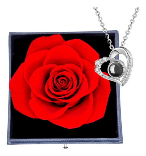 Regalo Para Mujer Aniversario Cadena Dije Plata Rosa Eterna