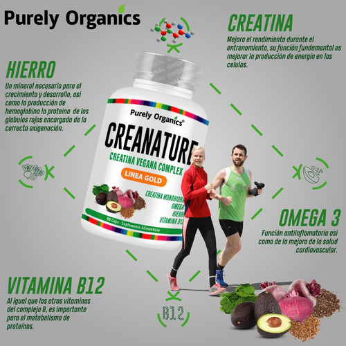 Creatina Vegana Creanature Purely Organics 90 Capsulas Sabor Sin Sabor