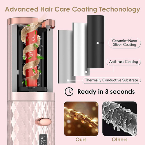 Rizador De Pelo Inalámbrico Con Rotación Automática, Recarga
