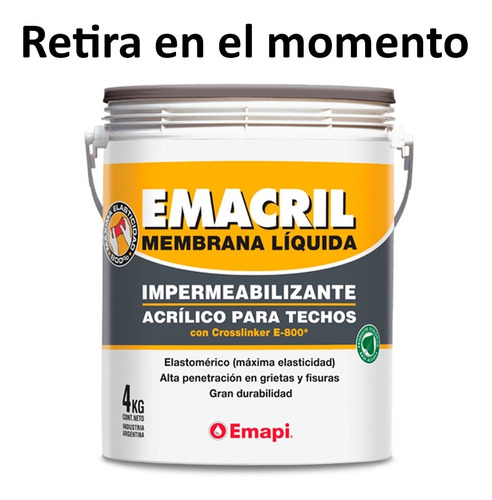 Membrana Líquida Emacril X 4 Kg Color Teja Emapi Zona Oeste