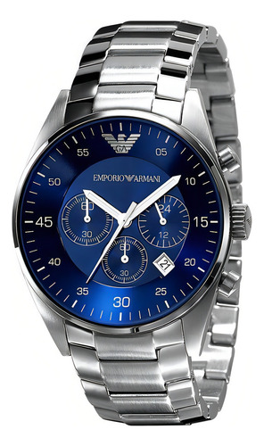 Relógio Empório Armani AR-5860 Original Prata e Azul