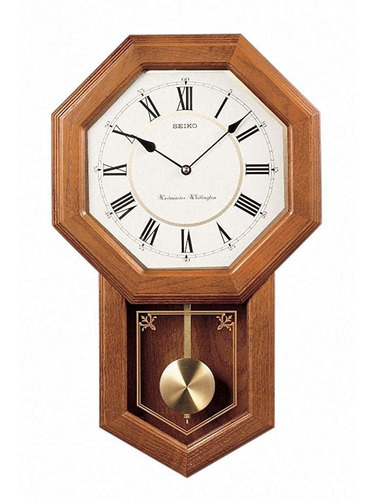 Seiko Wall Pendulum Schoolhouse Clock Caja De Roble Macizo M