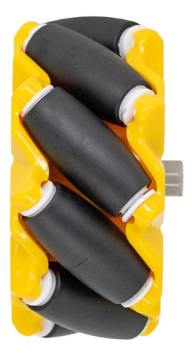 Roda Pneu Omnidirecional 80mm Mecanum Amarelo (direita)