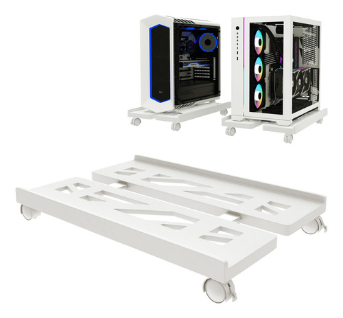 Soporte De Cpu Móvil Ajustable Con Ruedas Giratorias Blanco