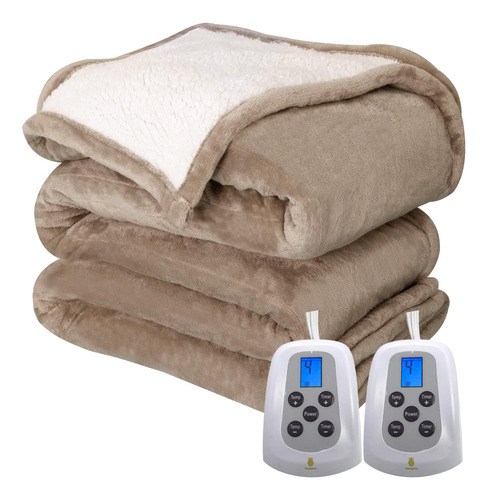 Manta Térmica De Microfelpa Sherpa Y Franela Reversible, Lav