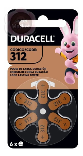 Duracell Pila 312 Botón Audífono 6 Unidades Blíster 