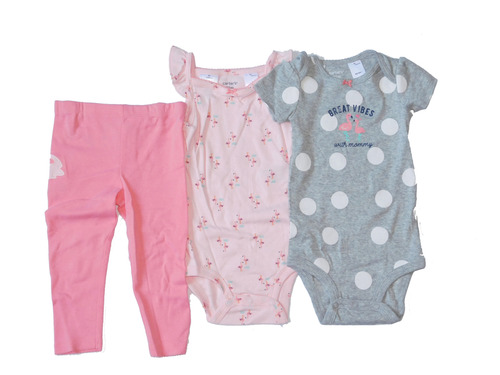 Carters Set 3 Piezas Bodies Cortos Y Pantalon Nena