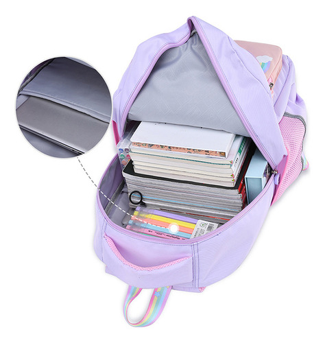 Mochila Escolar Coreana Con Estampado De Arcoíris Para Mujer