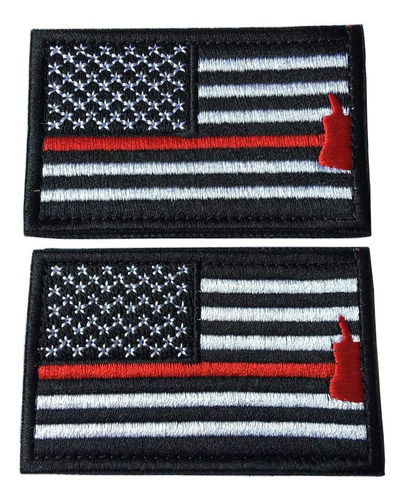 Bundle 2 Pieces American Flag Patch Thin Red Line Us Fi...