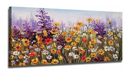 Cuadro Moderno Impreso 60x30 Pulgadas  Flores Coloridas 