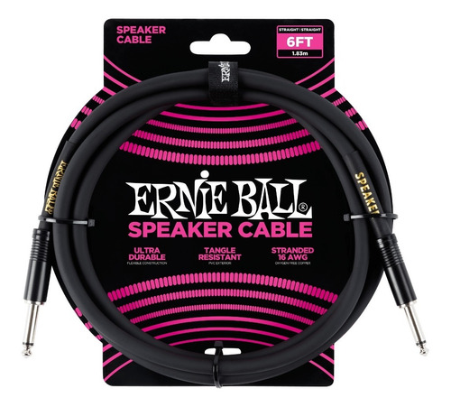 Cable Speaker Ernie Ball 6072  1.83 Mts Black