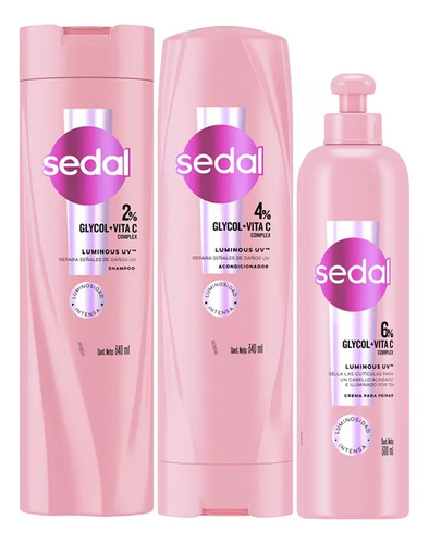 Combo Shampoo + Acondicionador + Crema De Peinar Sedal Luminous UV