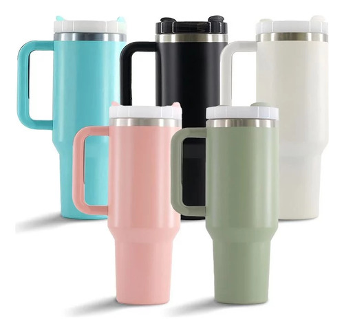 Copo Térmico Caneca Grande Gigante Inox 1200ml C/canudo Rosa Lisa