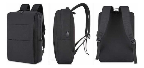 Mochila Antirrobo Carga Usb Escolar Laptop Casual 3 Piezas Color Negro A