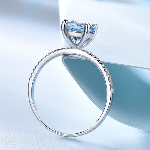 Aro Anillo De Compromiso En Plata Con Gema De Topacio Mod3