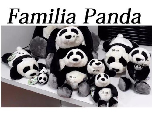 Familia Urso Panda 8 Unidades Alta Qualidade De Pelúcia Nici