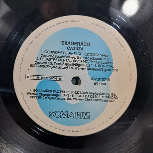 Imagem 5 de 8 de Vinil Lp Cazuza Exagerado Com Encarte Ótimo Estado
