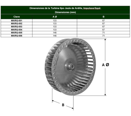 Turbina Ventilación Centrífuga, Mxirq-001, 10 1/2 Ø, 2 1/2