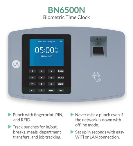 Sistema De Reloj Biométrico De Huellas Dactilares Uattend Bn
