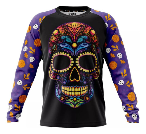 Polo Halloween Calavera De Colores Dia De Muertos Sublimado