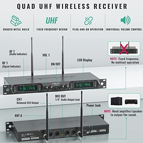 Sistema De Micrófono Inalámbrico, Inalámbrico Uhf Phenyx Pro
