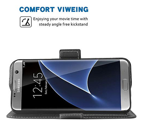 Funda Para Galaxy S7 Edge Negro Piel Sintetica -4