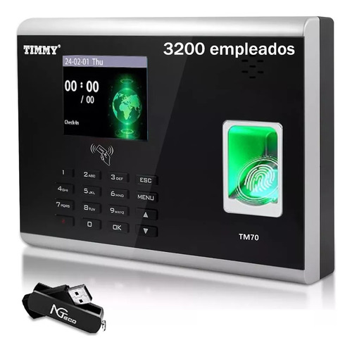 Reloj BOOHHAIKEJI TIMMY Checador Digital Huella Biometrico Software USB Internet Negro