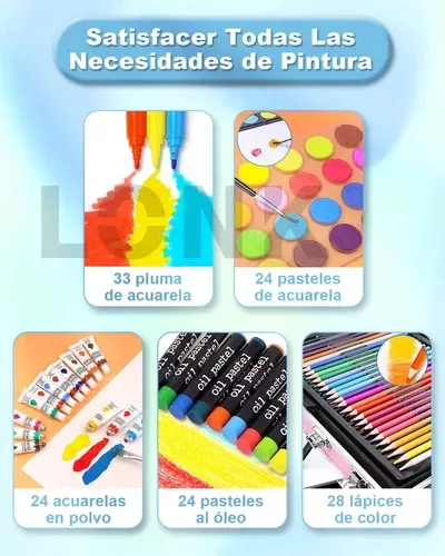 Lapices de Colores Set De Arte Con Marcadores, Colores Para Dibujo 145 Pz  Berry Hip ARS145