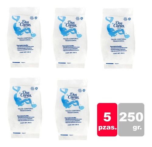 Bolsita Talco Dos Caras Tradicional 250grs -5 Pzas