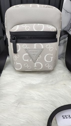 Crossbody Guess Co882792 Nueva 100 % Original Con Etiqueta Gris Estampado Níquel Negro