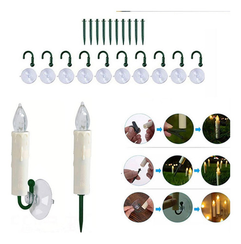 10 Piezas De Luces De Vela Con Clip Para Árbol Con Control