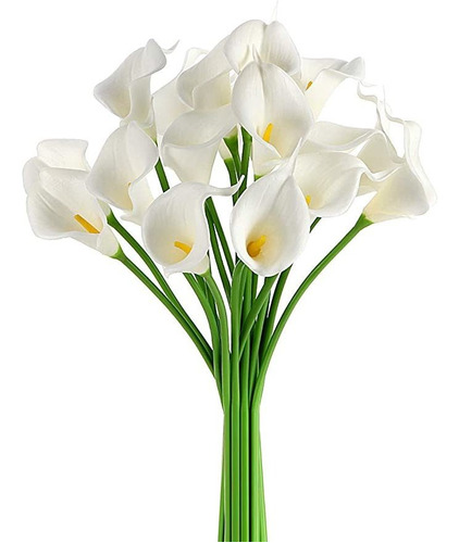 Ezflowery 20 Artificial Calla Lily Flowers Real Touch Latex