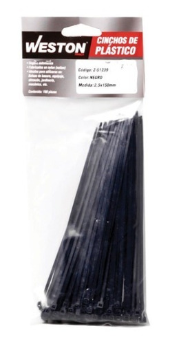 10 Paquetes De Cincho Plastico Negro 3.6 X 150mm(bolsac/100)