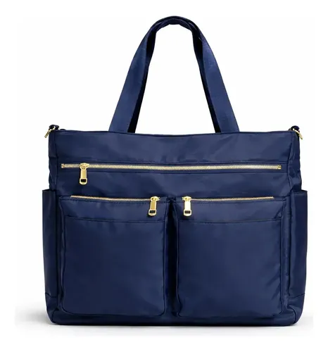 Bolsa Feminina Tote Transversal Grande Trabalho Faculdade Azul Li...