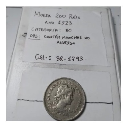 200 Réis 1923 Conservação Em Bc Cuproniquel Br1793 (Usado)