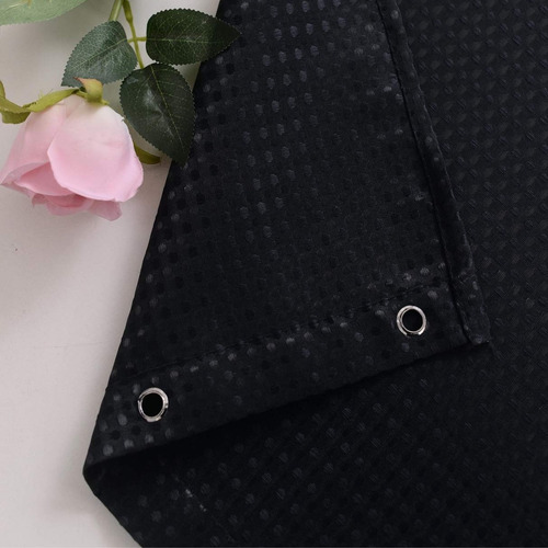 Cortina De Baño Diseño Impermeable + Forro Y 12 Ganchos Az Negro
