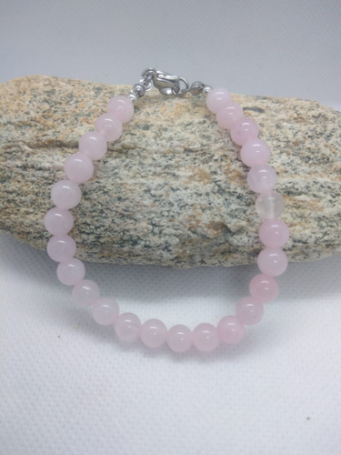 Pulsera De Cuarzo Rosa Piedra Energetica