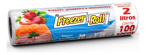 Saco para Freezer 2 Litros Dover Roll com 100 Unidades