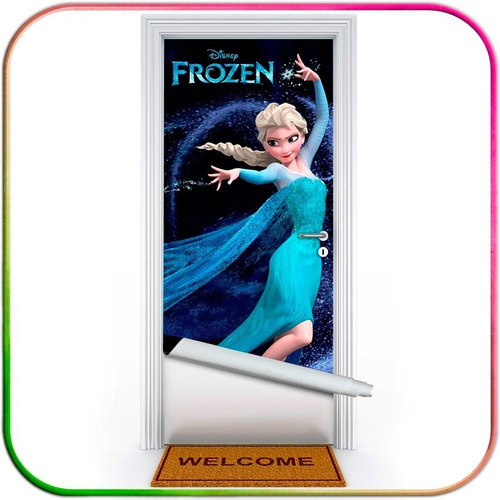 Adesivo Para Porta Frozen, Elsa, Anna, Olaf Parede