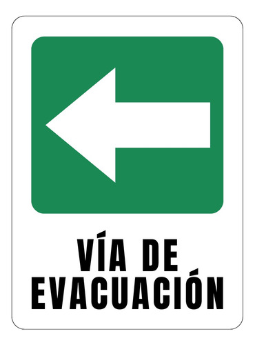 Señal Metalizada Letrero Via Evacuacion Izquierda 30x20 Cm
