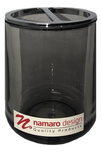 Portacepillos Namaro Design Fashion Acrilico Humo Para Baño Color Negro