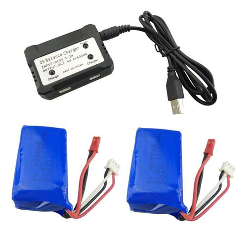 Batería De 2 Piezas De 7,4 V 1100 Mah Con Cargador 2 En 1 Pa