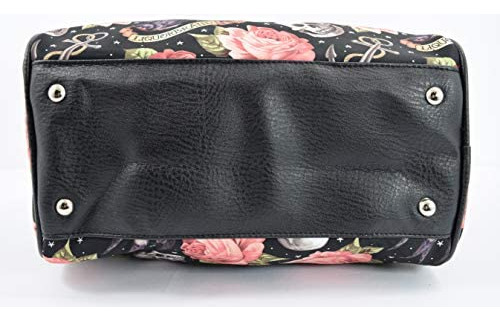 Cartera Estilo Rockabilly Tat Con Diseño De Calaveras Y Rosa